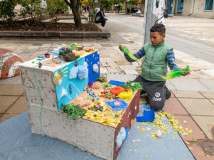 Creating habitat for Myomimus roachi at the Imperial eagle festival in Topolovgrad (Photo: Dennis Wansink)