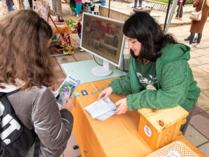Diana explaining the life and threats of Myomimus roachi at the Imperial eagle festival in Topolovgrad (Photo: Dennis Wansink)