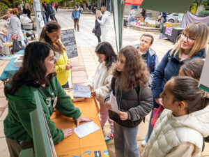 Explaining the life and threats of Myomimus roachi at the Imperial eagle festival in Topolovgrad (Photo: Dennis Wansink)