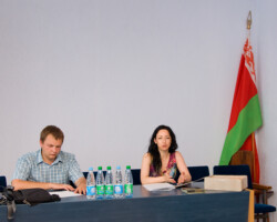 Denis Taburov & Natalia Michenko at the seminar 'Bat research and conservation in Belarus'. Natalia represents the Ministry of Natural Resources and Environmental Protection. Denis represents APB BirdLife Belarus.