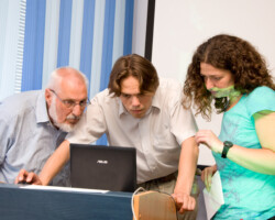 Lena Godlevska, Peter Lina and Alexei Shpak. The three lecturers at the seminar 'Bat research and conservation in Belarus'.