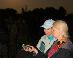 Participants of the workshop 'Bat research and conservation in Belarus' learn to use a bat detector (Photo: Dennis Wansink)